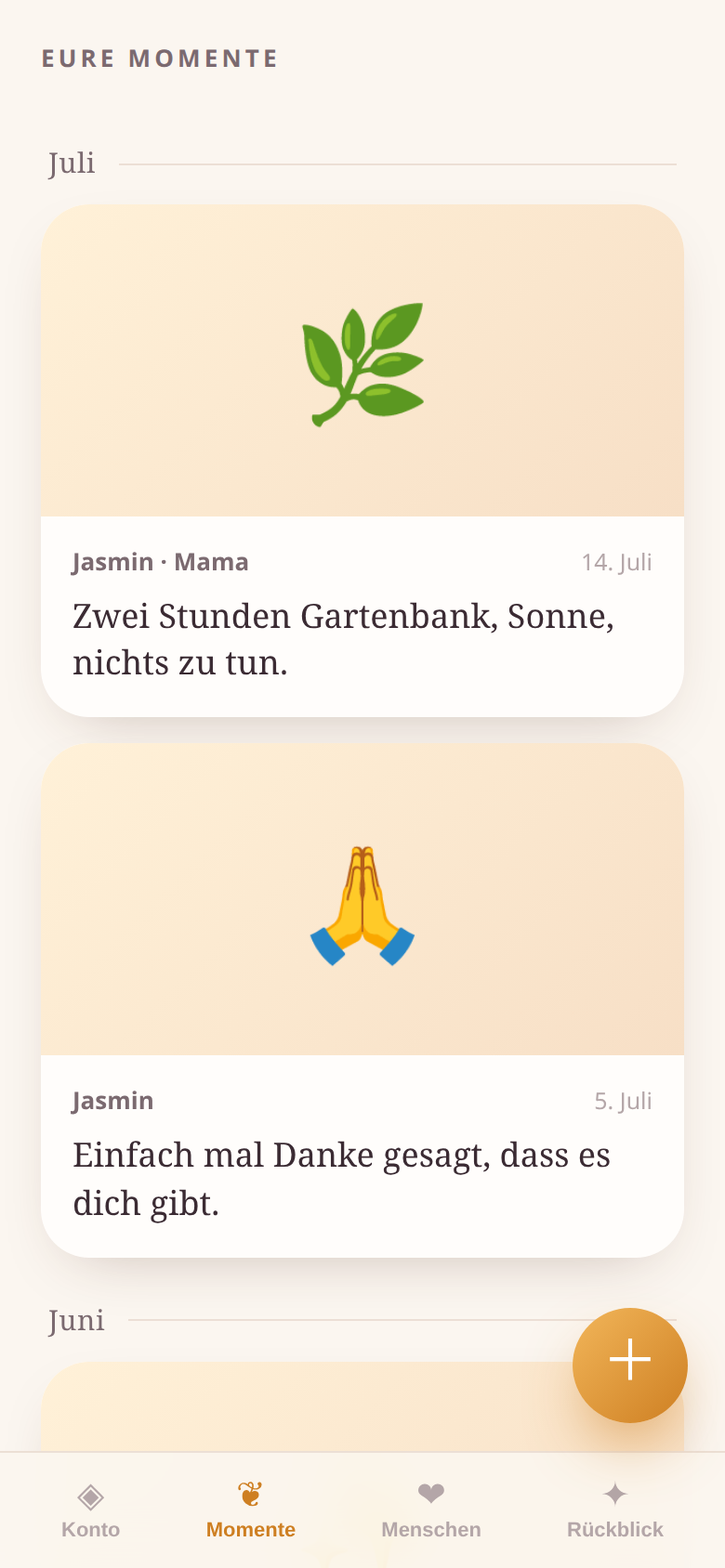 Warme Liste gesammelter Momente mit lieben Menschen